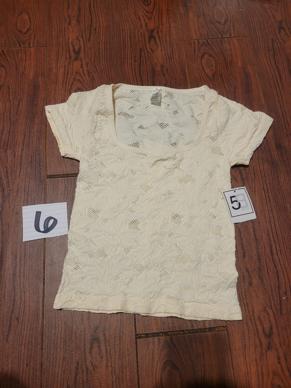 Women’s Cream Lace Knit Scoop Neck Top